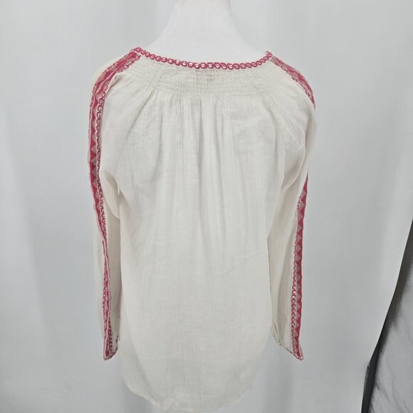 SUNDANCE Lotus Floral Embroidered Tunic Top Long Sleeve Sheer Boho Size Medium - Picture 7 of 9